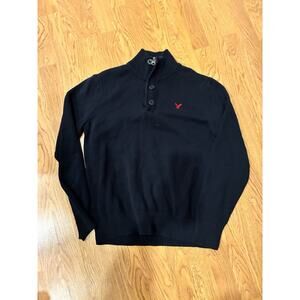 American Eagle Outfitters Vintage Long Sleeve Sweater Shirt Large 1/4 Zip Henley